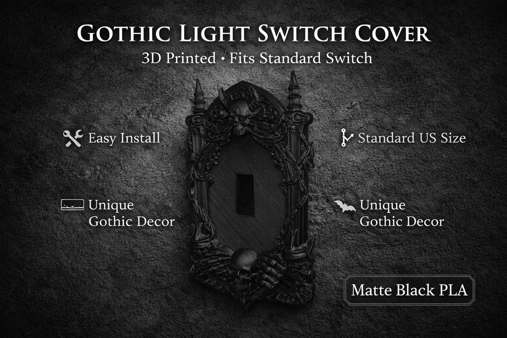 Set of 2 Gothic Skull Light Switch Covers, Dark Academia Wall Plate