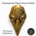 Steampunk Plague Doctor Mask | Gothic Wall Decor, Dark Academia, 3D Printed