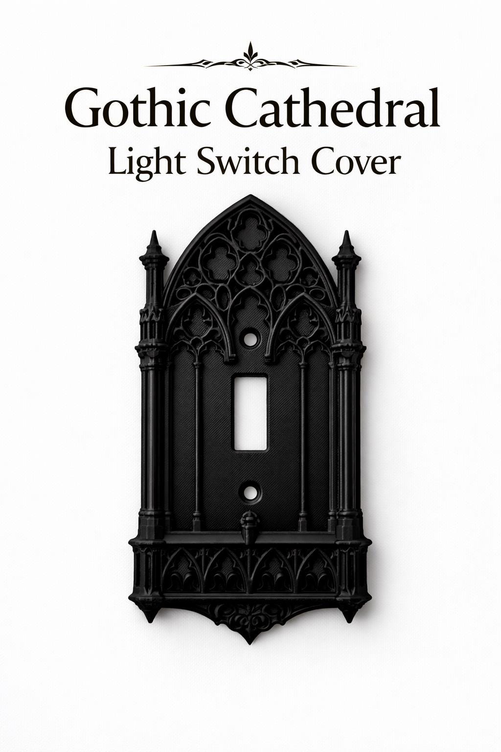 Gothic Cathedral Light Switch Covers, Matte Black PLA Wall Decor