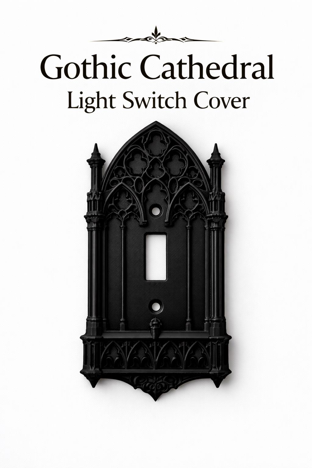 Light Switch Cover Set of 2, Gothic Cathedral Wall Plates, Black Outlet Cover Decor, Entryway Wall Upgrade