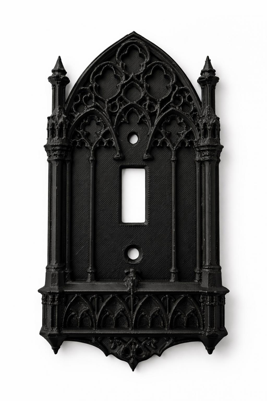 Light Switch Cover Set of 2, Gothic Cathedral Wall Plates, Black Outlet Cover Decor, Entryway Wall Upgrade