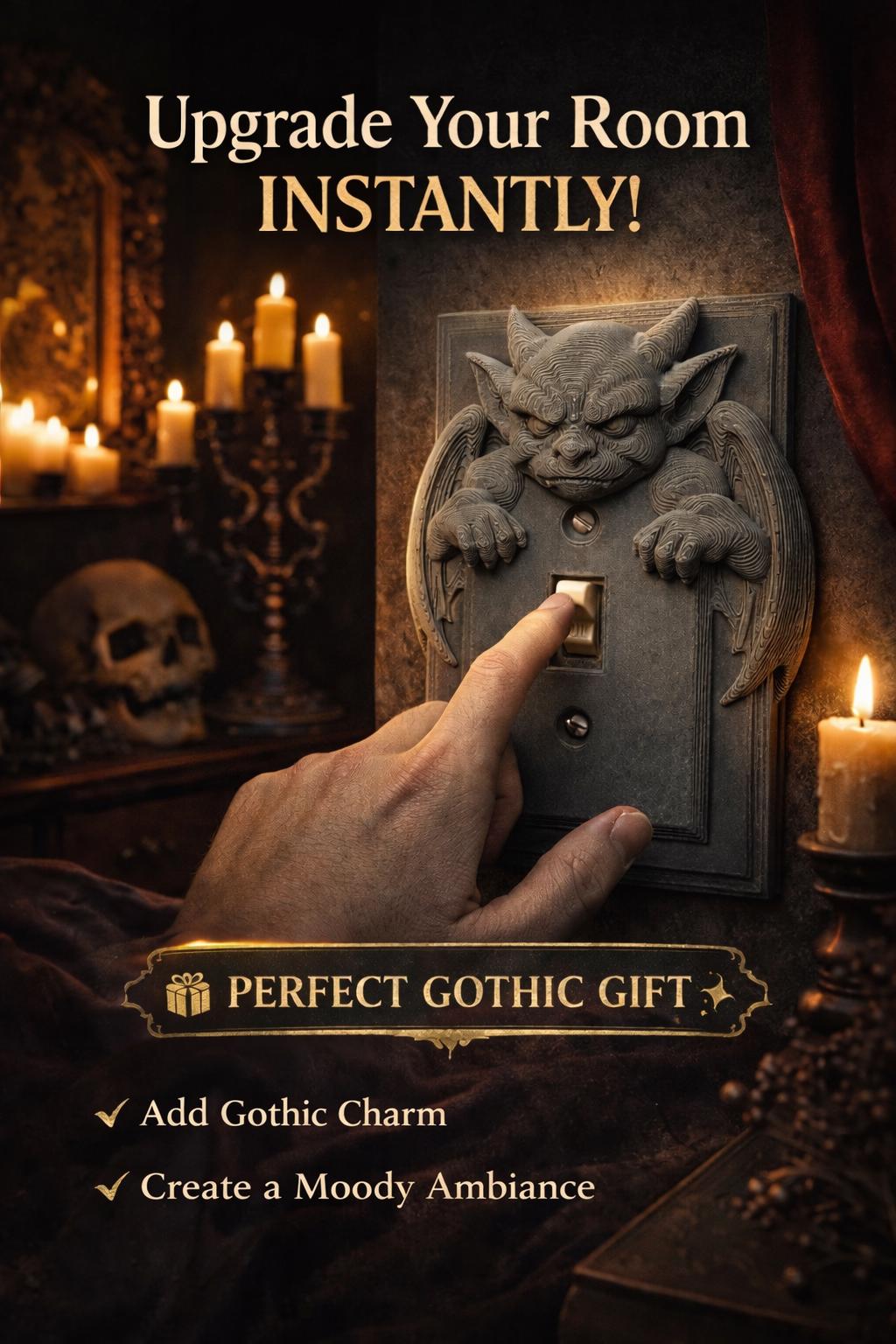 Gargoyle Light Switch Cover – Gothic Wall Plate, Dark Academia Home Decor