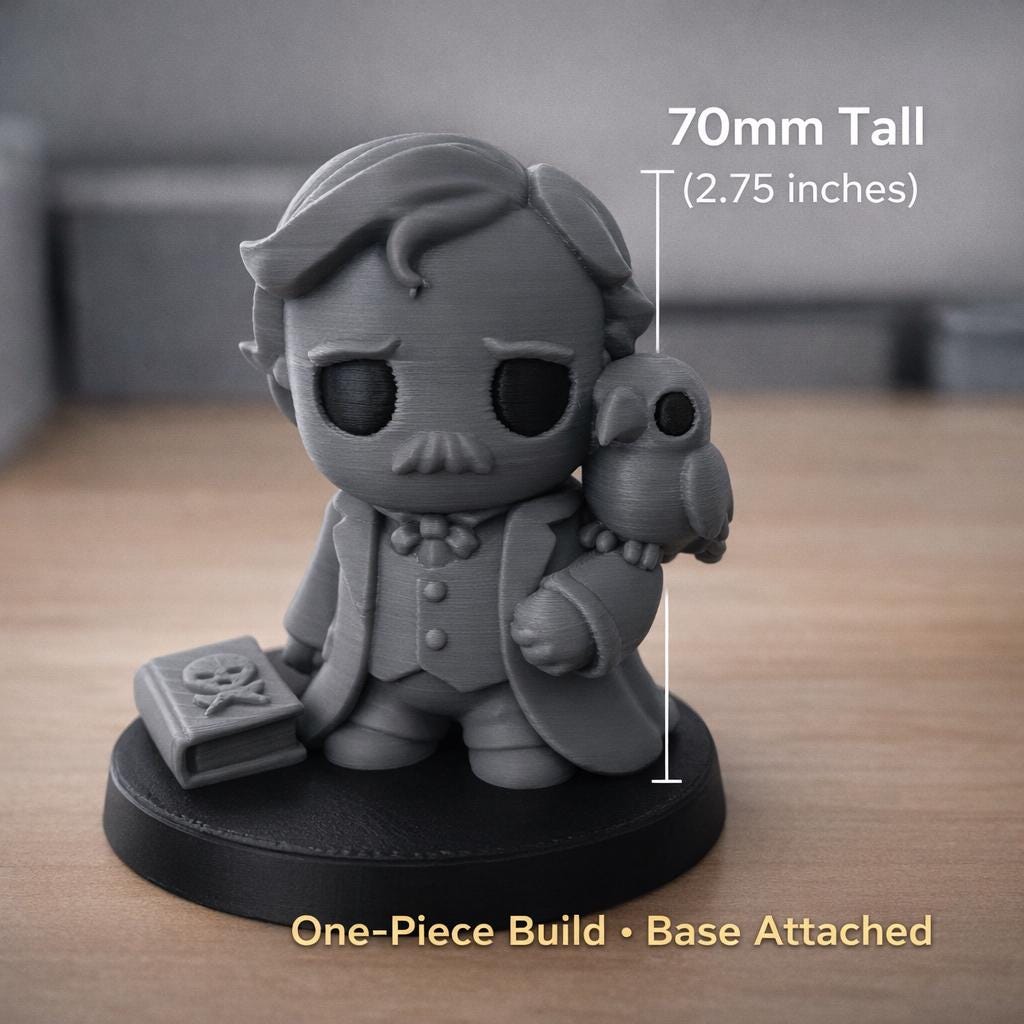 Gothic Mini Figures Set, Ghost, Plague Doctor, Poe, 3D Printed Desk Decor- Wave 1