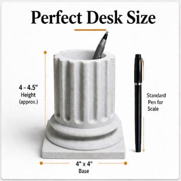 Classic Column Pen Holder for Dad | Stone Texture Desk Organizer  Office Desk Decor for Him  Greek Roman Style Pencil Cup  Father’s Day Gift