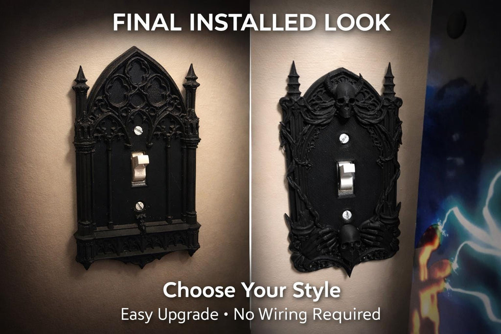 Set of 2 Gothic Skull Light Switch Covers, Dark Academia Wall Plate