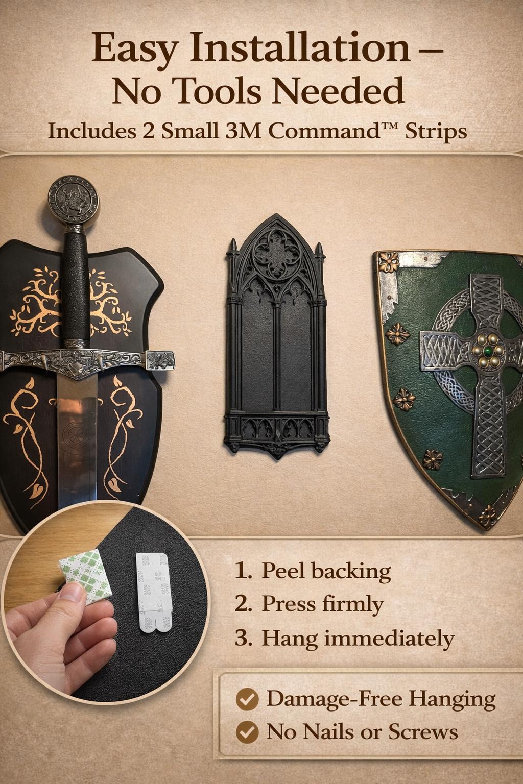 12” Gothic Cathedral Wall Panels – Dark Academia Wall Decor Set, Black Gothic Home Decor