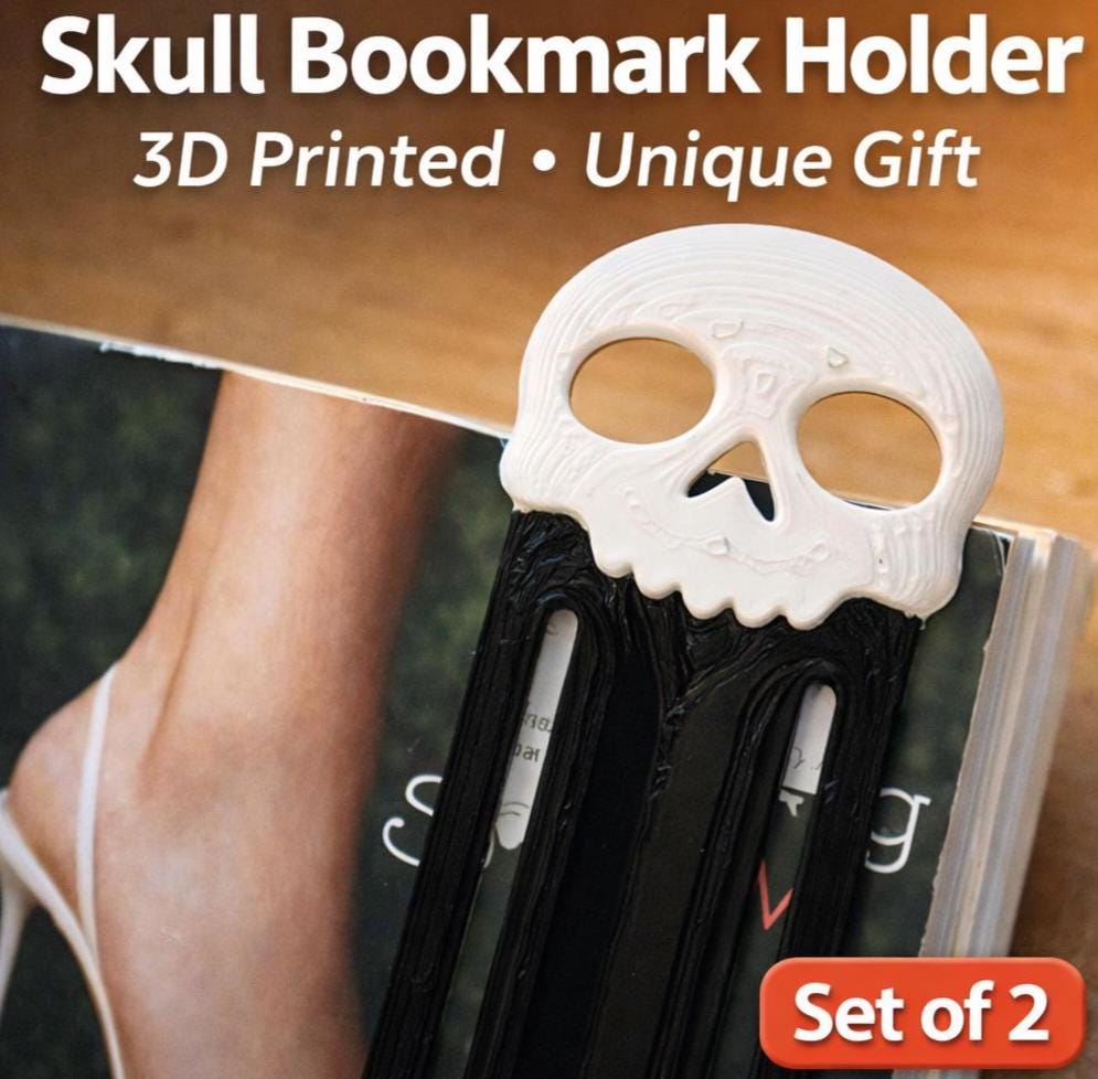 Gothic Bat & Skull Bookmarks, 3D Printed Dark Academia Bookmark Set, Spooky Reader Gift, Halloween Decor, Unique Book Lover Gift