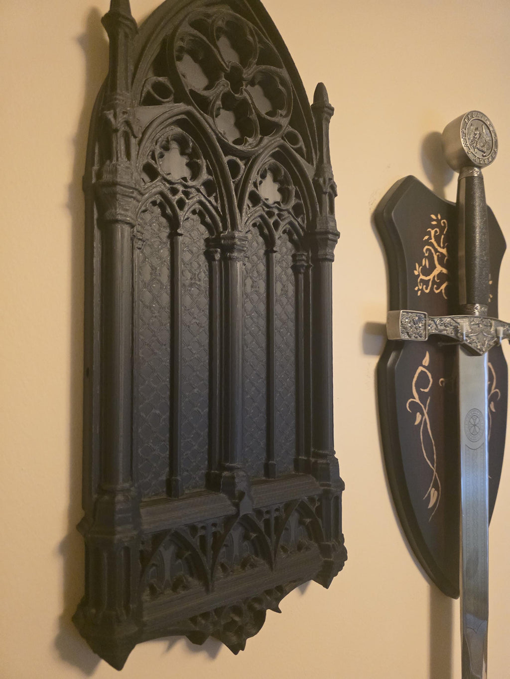 Set of 2 18" Gothic Cathedral Wall Panels | Dark Academia Decor, 3D Printed Arch, Statement Piece Wall Decor