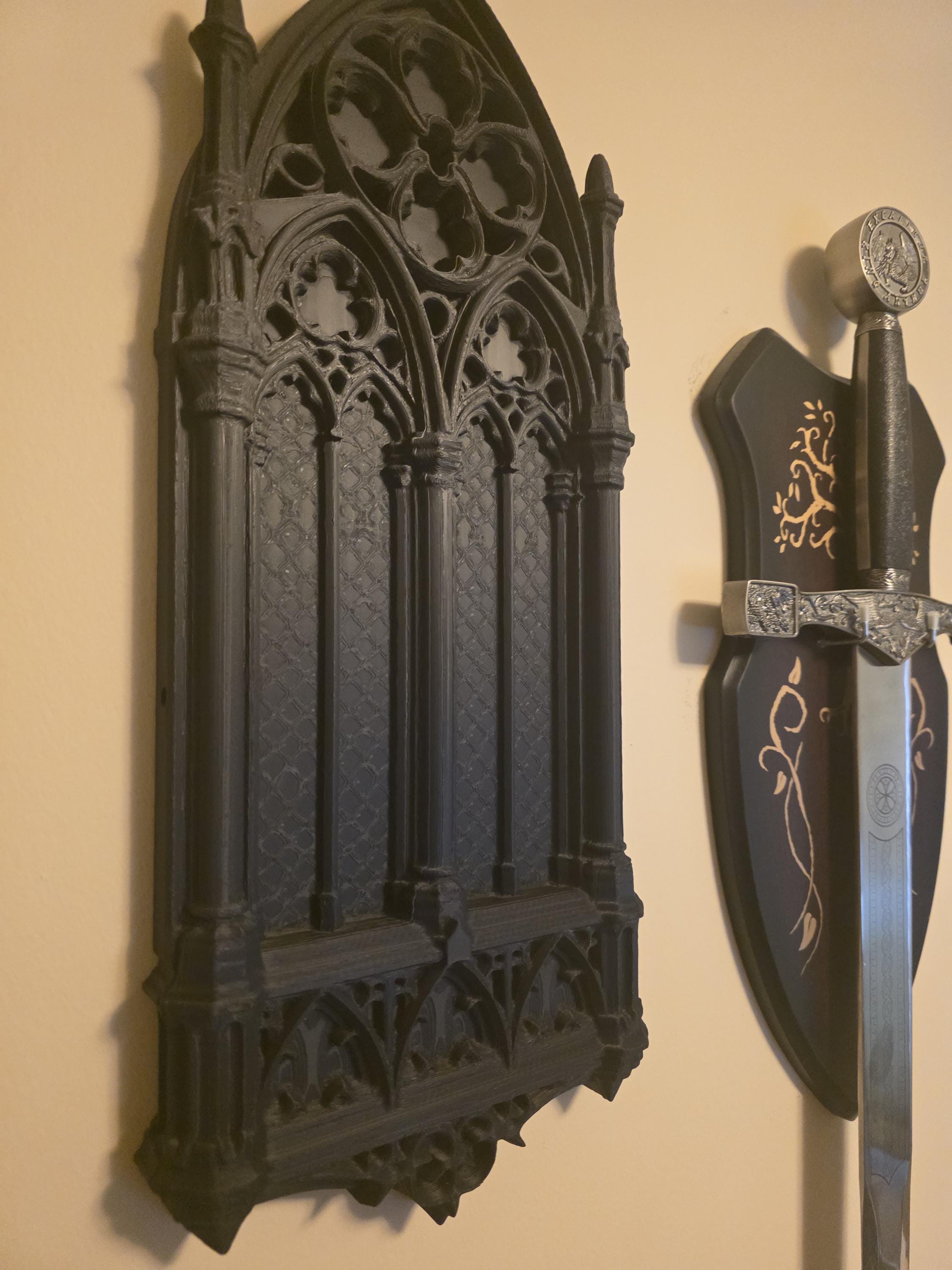 Set of 2 18" Gothic Cathedral Wall Panels | Dark Academia Decor, 3D Printed Arch, Statement Piece Wall Decor