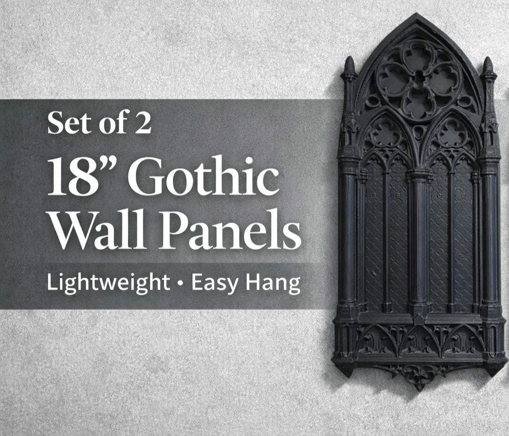 Set of 2 18" Gothic Cathedral Wall Panels | Dark Academia Decor, 3D Printed Arch, Statement Piece Wall Decor