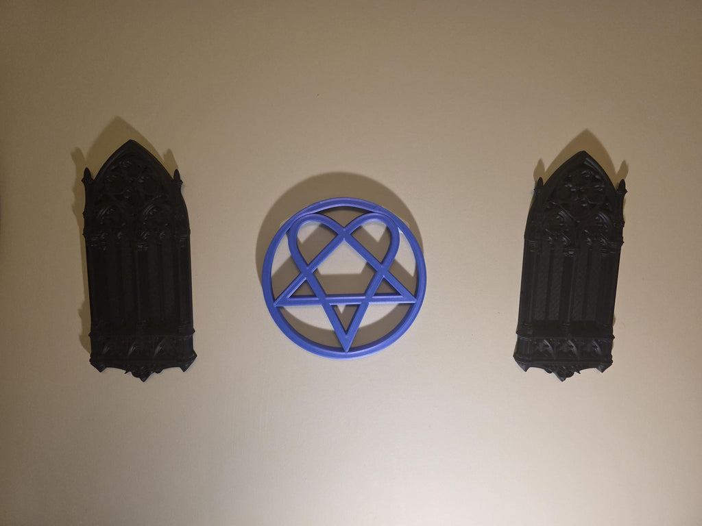 Gothic Cathedral Wall Panels – Set of 2, 12" Tall Matte Black Decor