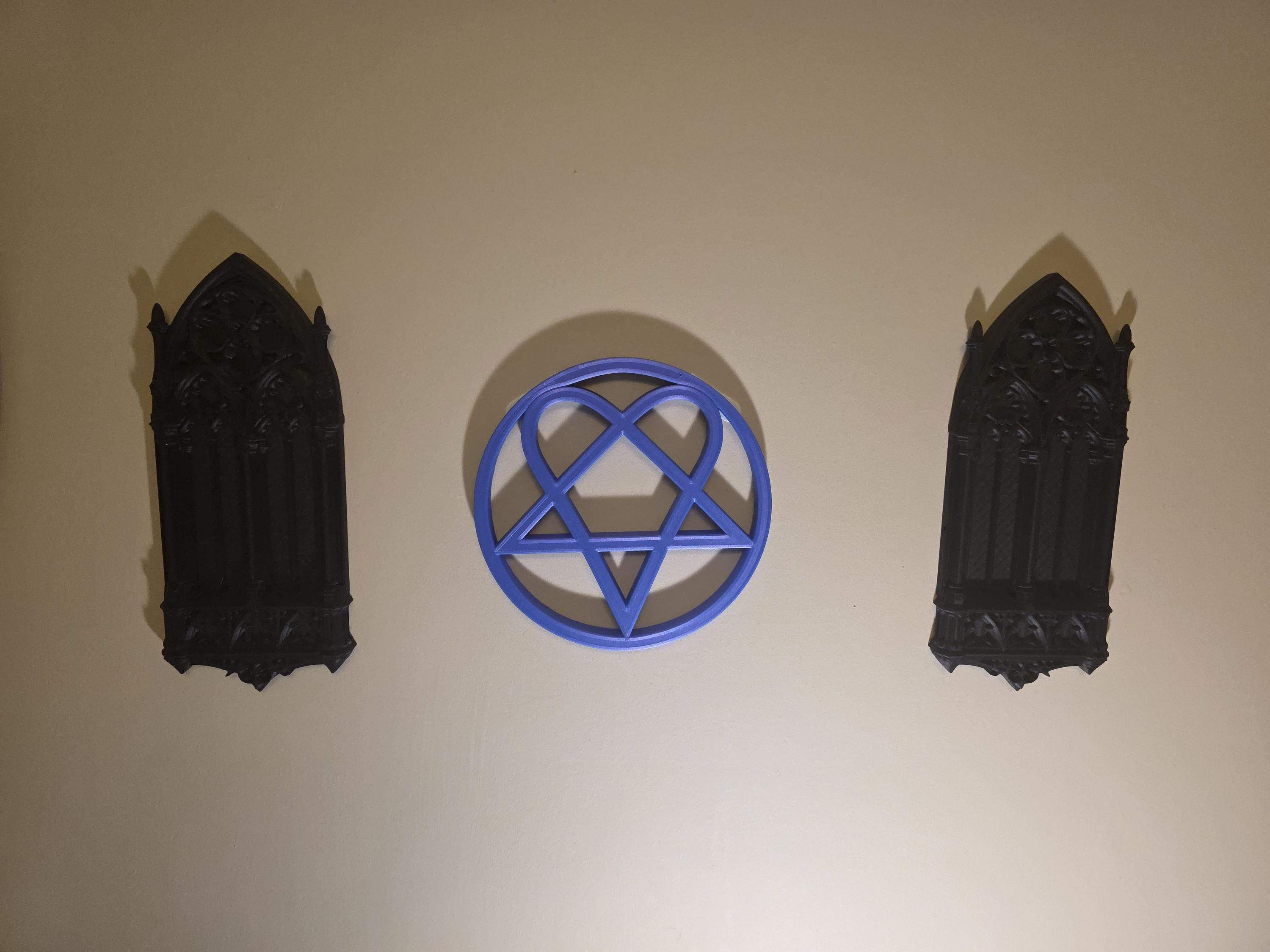Gothic Cathedral Wall Panels – Set of 2, 12" Tall Matte Black Decor