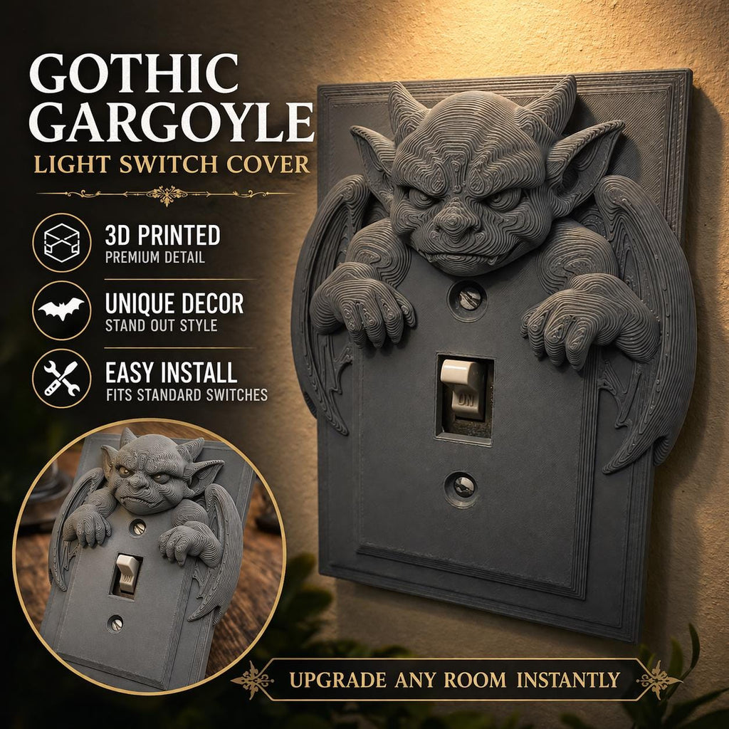 Gargoyle Light Switch Cover – Gothic Wall Plate, Dark Academia Home Decor