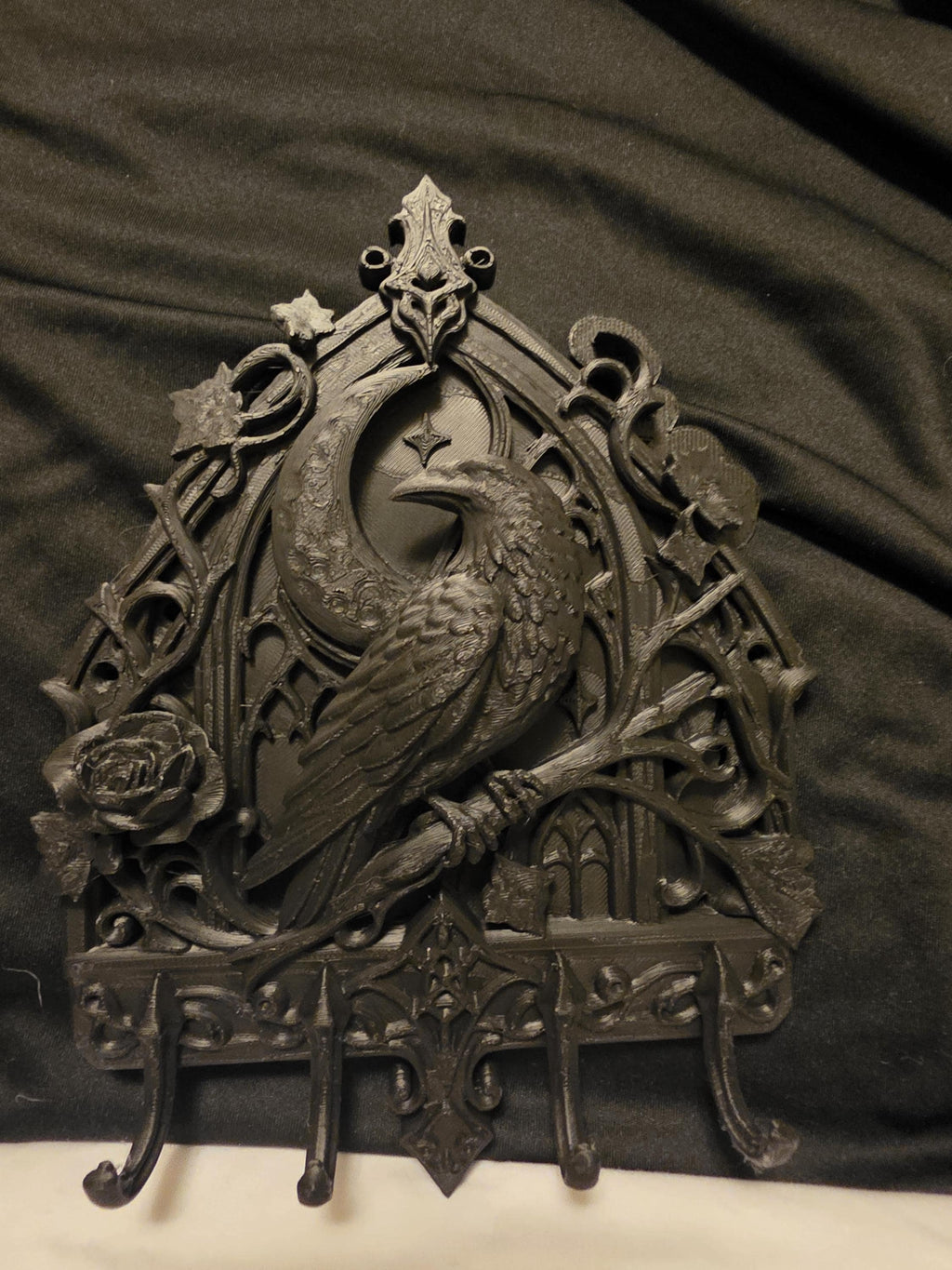 Gothic Raven Key Holder – Raven Wall Hook Organizer, Dark Home Decor, 3D Printed Entryway Key Rack, Poe, Entryway Organizer