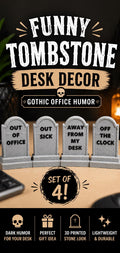 Funny Tombstone Desk Decor Set | Gothic Office Humor | Mini Gravestones | 3D Printed  Desk Sign | Coworker or Friend Gift, Set of 4