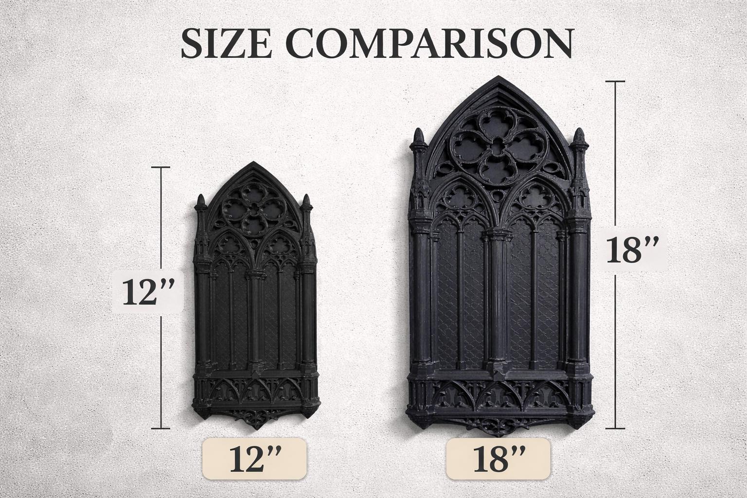 Set of 2 18" Gothic Cathedral Wall Panels | Dark Academia Decor, 3D Printed Arch, Statement Piece Wall Decor