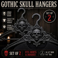 Gothic Skull Hangers Set of 2 – Dark Aesthetic Closet Organizer for Shirts & Hoodies – Unique 3D Printed Goth Decor
