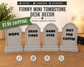 Funny Tombstone Desk Decor Set | Gothic Office Humor | “Out For Coffee” Mini Gravestones | 3D Printed Desk Signs | Coworker Gift, Set of 4
