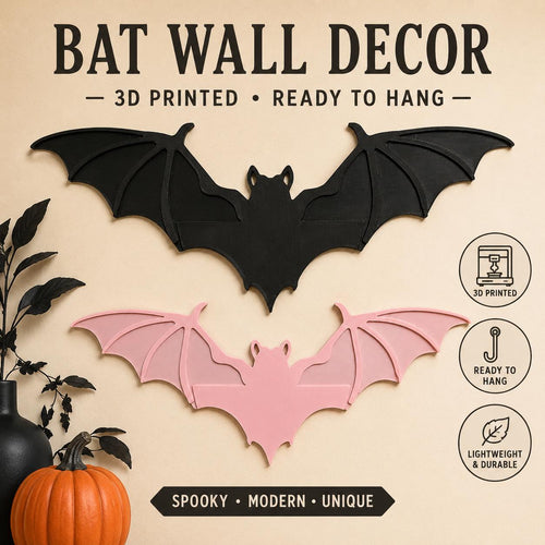 3 Pack Gothic Bat Wall Decor | 3D Printed Bat Wall Art | Dark Academia Home Decor | Halloween Wall Hanging | Spooky Minimalist Bat Decor