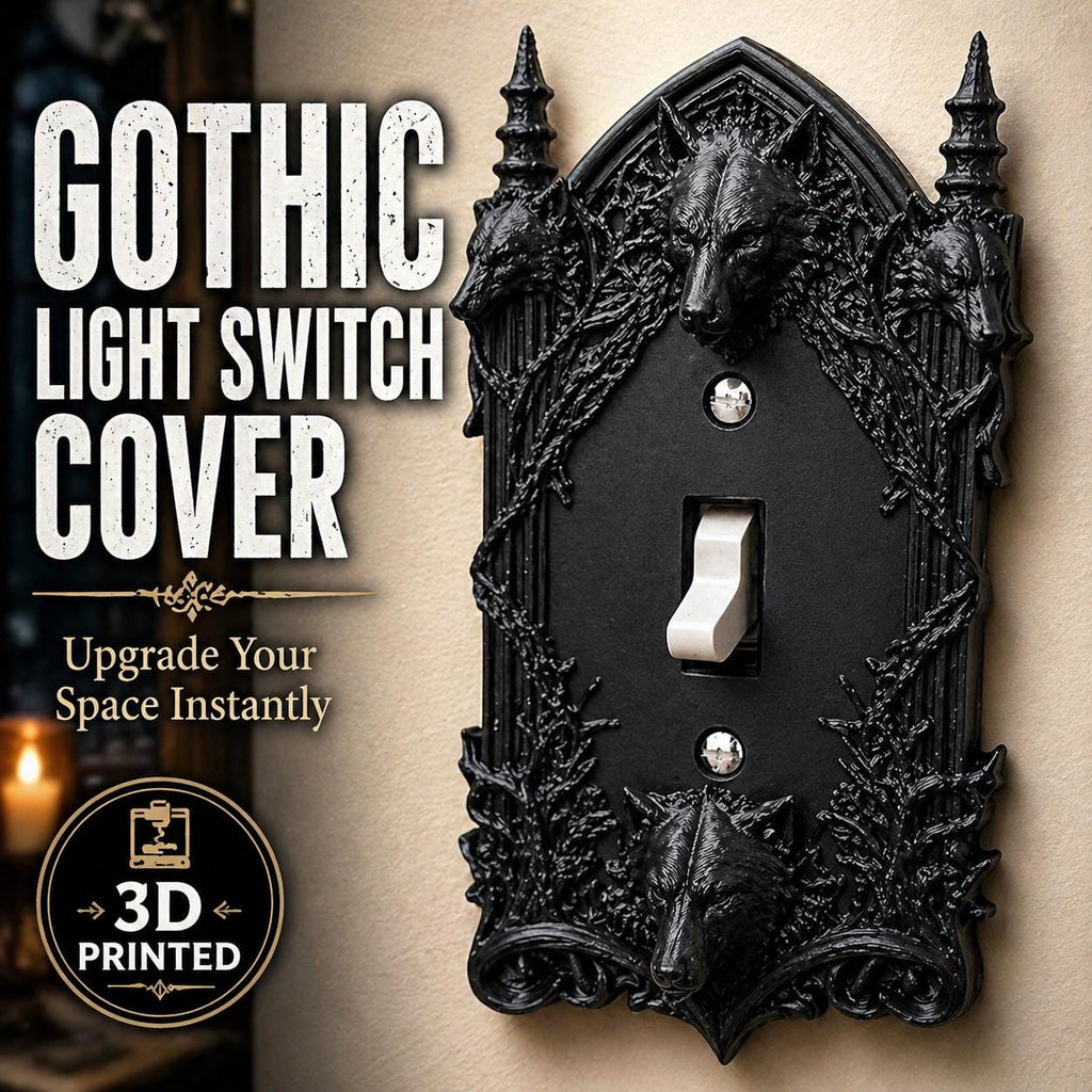 Gothic Wolf Light Switch Cover – Dire Wolf Wall Plate – Dark Gothic Home Decor – 3D Printed Switch Plate – Wolf Decor – Dark Academia
