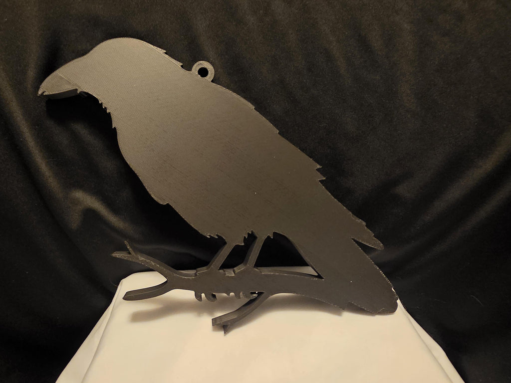 Gothic Raven Wall Decor Set of 2 | Black Bird Silhouette Wall Art | Dark Academia Home Decor | 3D Printed Raven Pair | Easy Hang