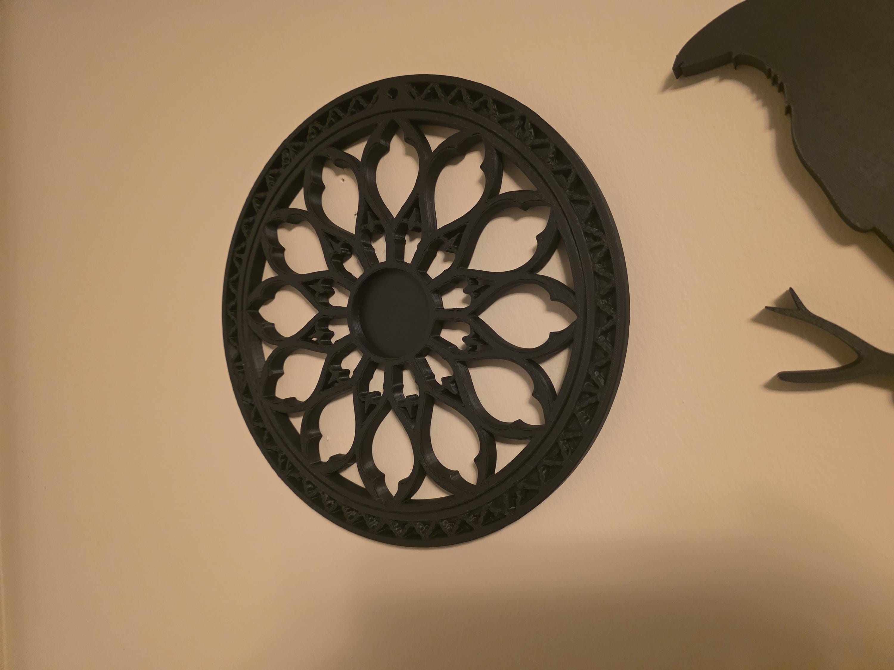 Gothic Rose Window Wall Decor | Cathedral Style Round Wall Art | Dark Academia Home Decor | 3D Printed Gothic Wall Hanging Medieval Rosette