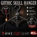 Gothic Skull Hangers Set of 2 – Dark Aesthetic Closet Organizer for Shirts & Hoodies – Alternative Clothing Storage Decor