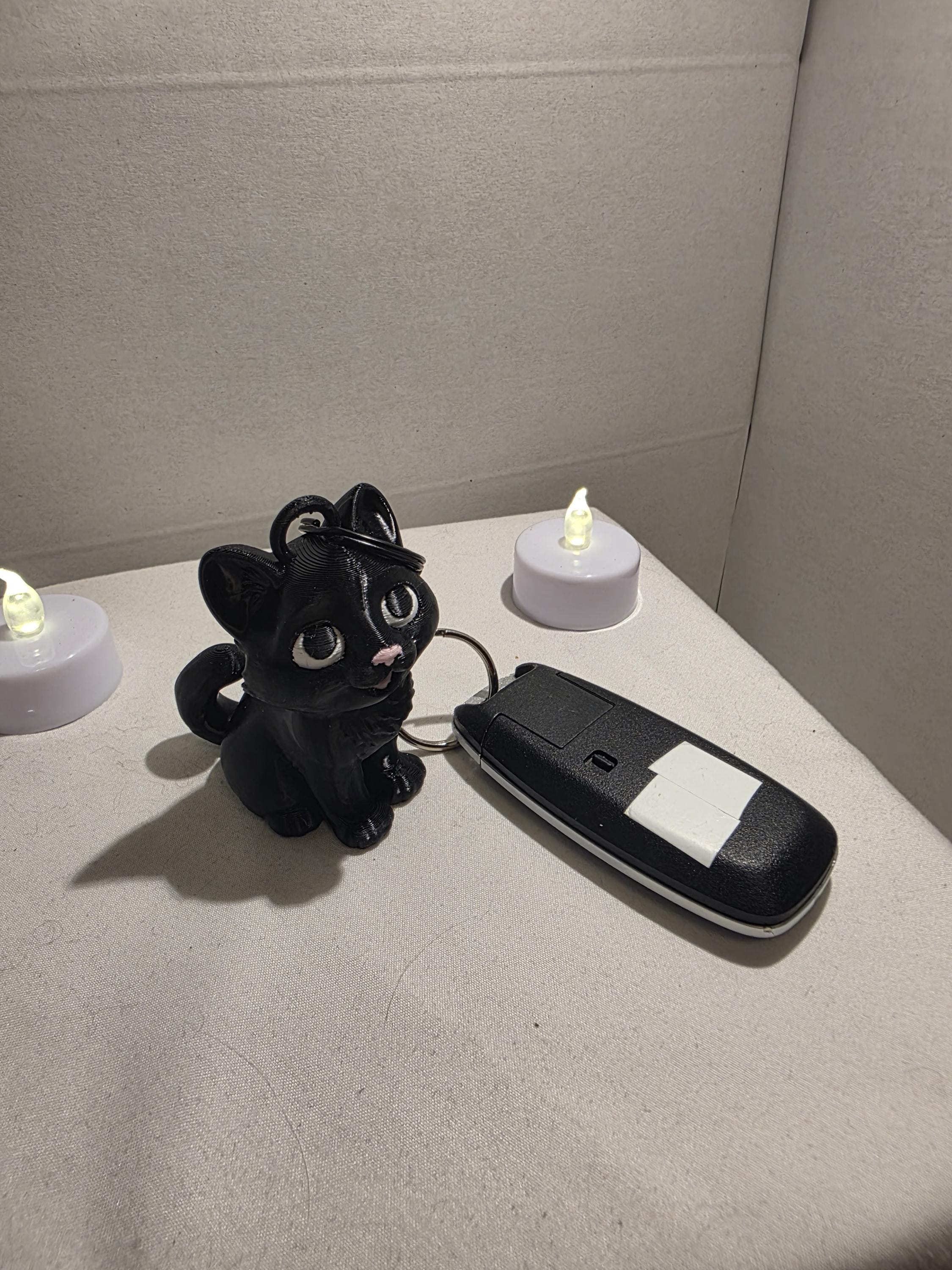 Black Cat Keychain – Cute Spooky Cat Charm for Keys, Bags & Backpacks | 3D Printed Gothic Accessory