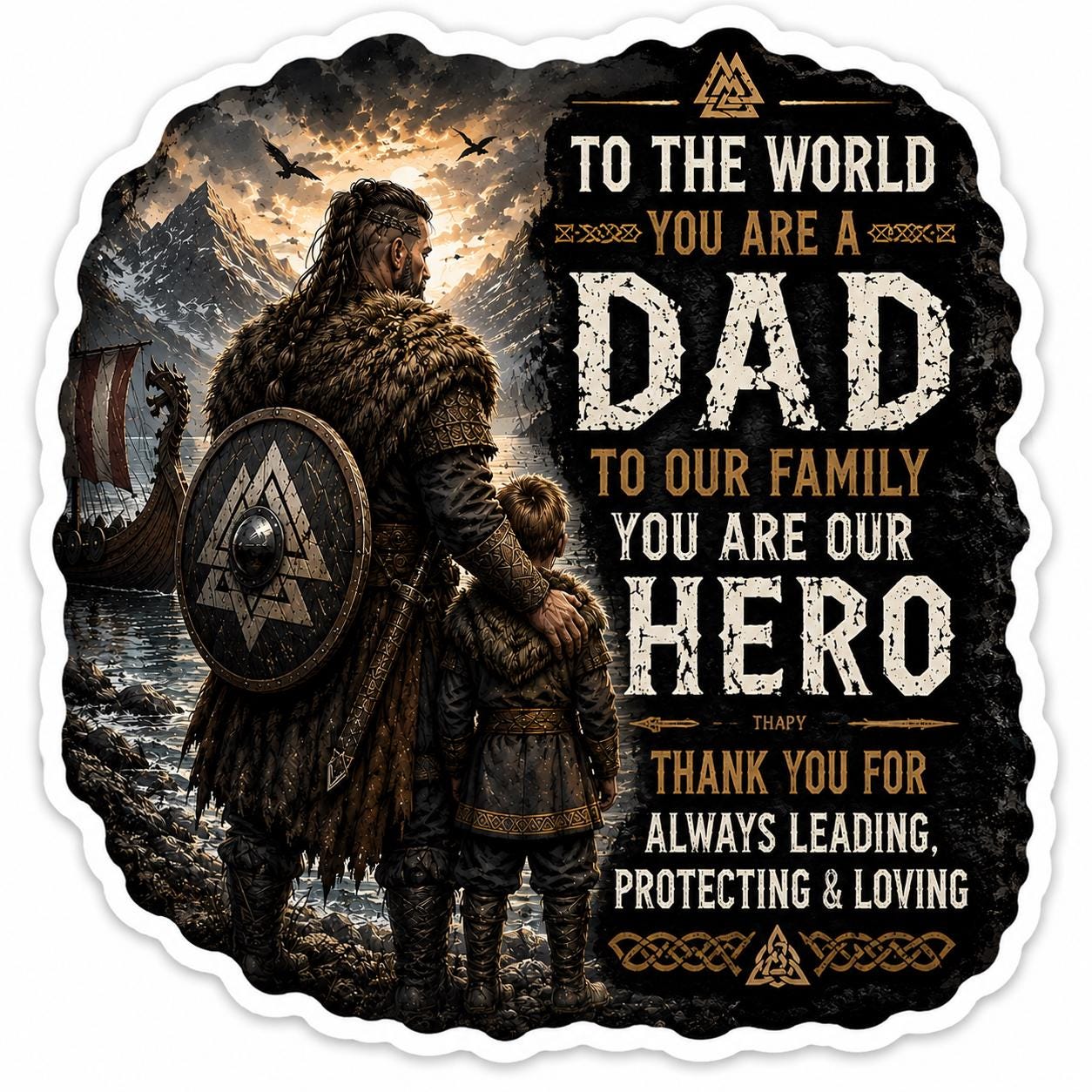 Fathers Day Viking Dad Sticker | Norse Father Decal | Warrior Dad Vinyl Sticker | Viking Father Gift | Car Laptop Water Bottle Sticker