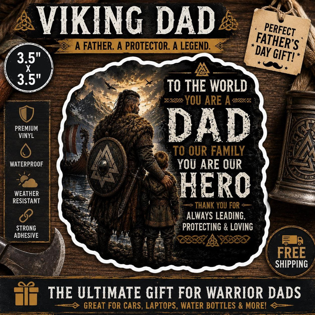 Fathers Day Viking Dad Sticker | Norse Father Decal | Warrior Dad Vinyl Sticker | Viking Father Gift | Car Laptop Water Bottle Sticker