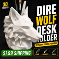 White Dire Wolf Desk Holder – 3D Printed Pen Holder, Gothic Pencil Cup, Brush & Tool Organizer, Fantasy Desk Decor - The White Wolf