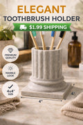 Marble Look Toothbrush Holder | 4x4 Inch Minimalist Bathroom Organizer Cup