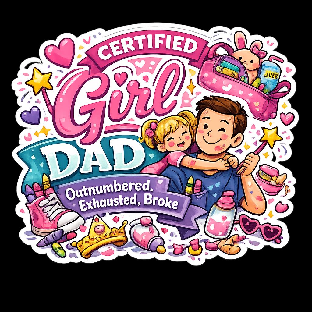 Girl Dad Sticker – Funny Dad Decal – Raising Sweet & Sassy Girls – Cute Father’s Day Gift – Laptop Water Bottle Car Sticker