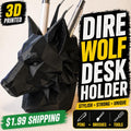 Dire Wolf Desk Organizer for Dad | Gothic Pen Holder | Fantasy Desk Decor | Office Organizer for Him | Father’s Day Gamer Gift
