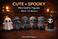 Gothic Mini Figures Set, Ghost, Plague Doctor, Poe, Frankenstein, Grim Reaper, Mummy All included Desk Decor Set