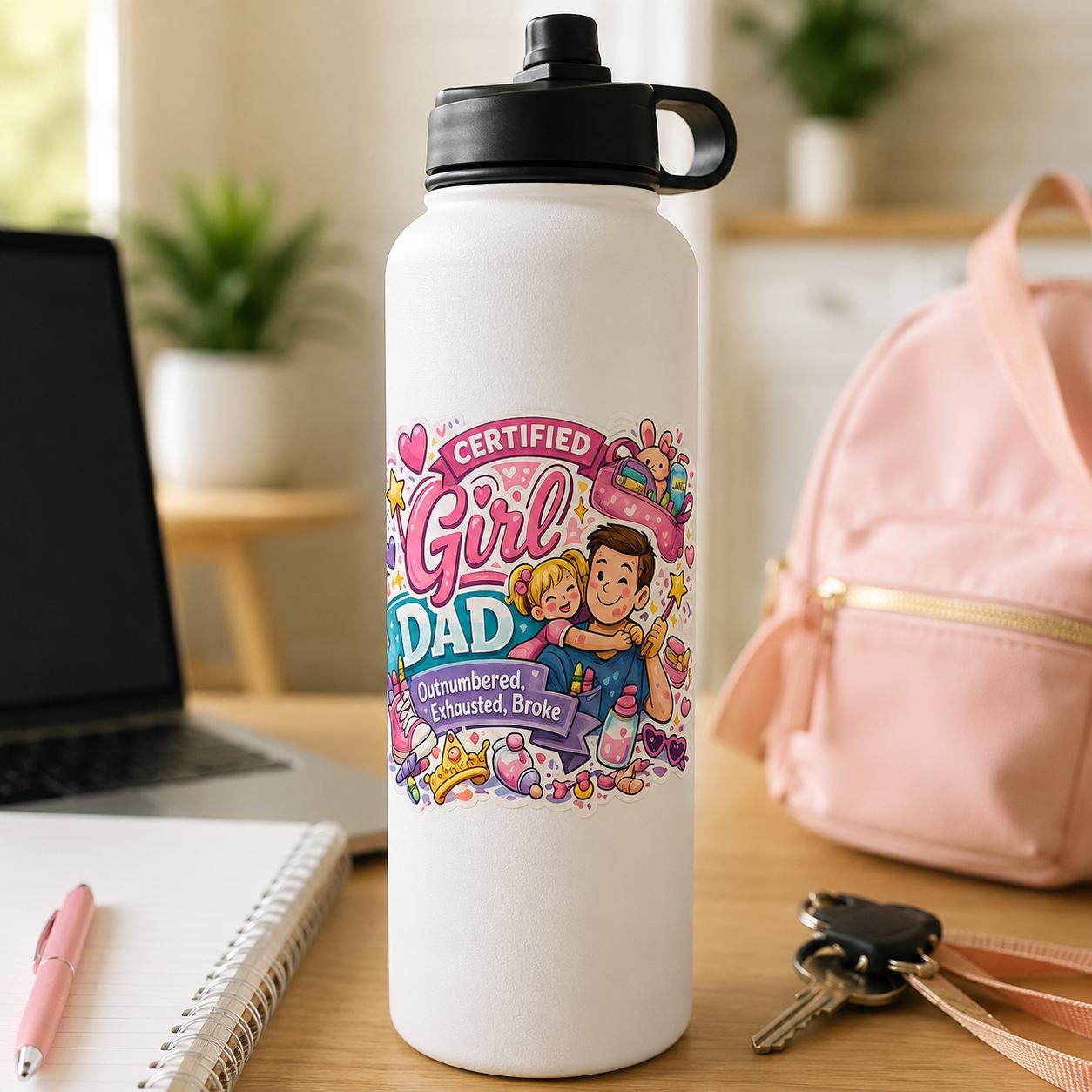 Girl Dad Sticker – Funny Dad Decal – Raising Sweet & Sassy Girls – Cute Father’s Day Gift – Laptop Water Bottle Car Sticker