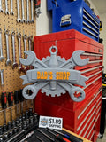 3D Printed Mechanic Wrench & Gear Sign - Dad’s Shop - Father’s Day Workshop Decor - Custom Mechanic Gift - Tool Wall Art for Dad - Gray and
