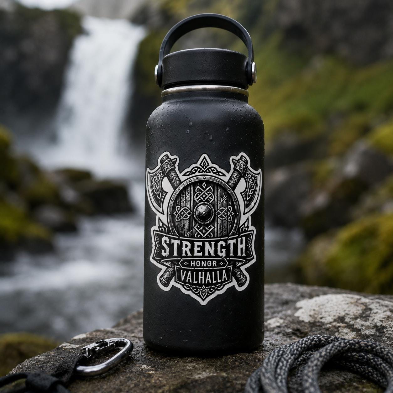 Viking Strength Honor Valhalla Sticker | Norse Warrior Decal | Waterproof Vinyl Sticker | Viking Axe Sticker | Laptop Water Bottle Decal