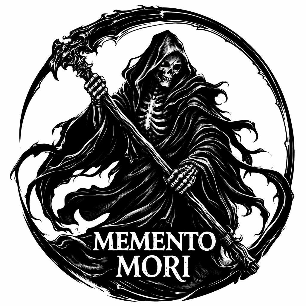 Memento Mori Grim Reaper Sticker, Gothic Vinyl Sticker, Waterproof Goth Decal, Dark Academia Sticker, Laptop Water Bottle Binder Sticker
