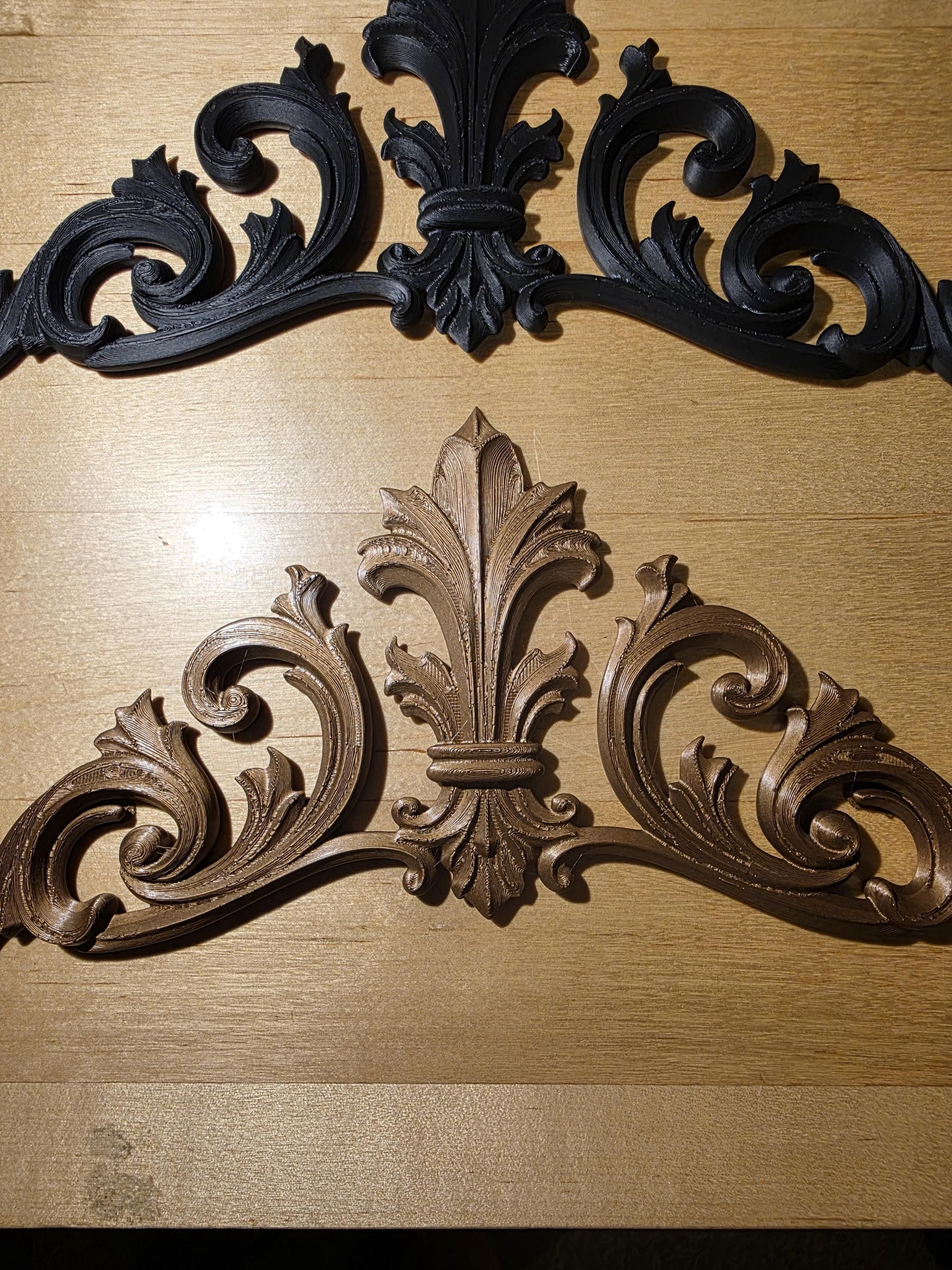 Baroque Wall Decor | Gothic Wall Accent | Ornate Fleur De Lis Wall Hanging | French Inspired Home Decor | Lightweight 3D Printed Accent