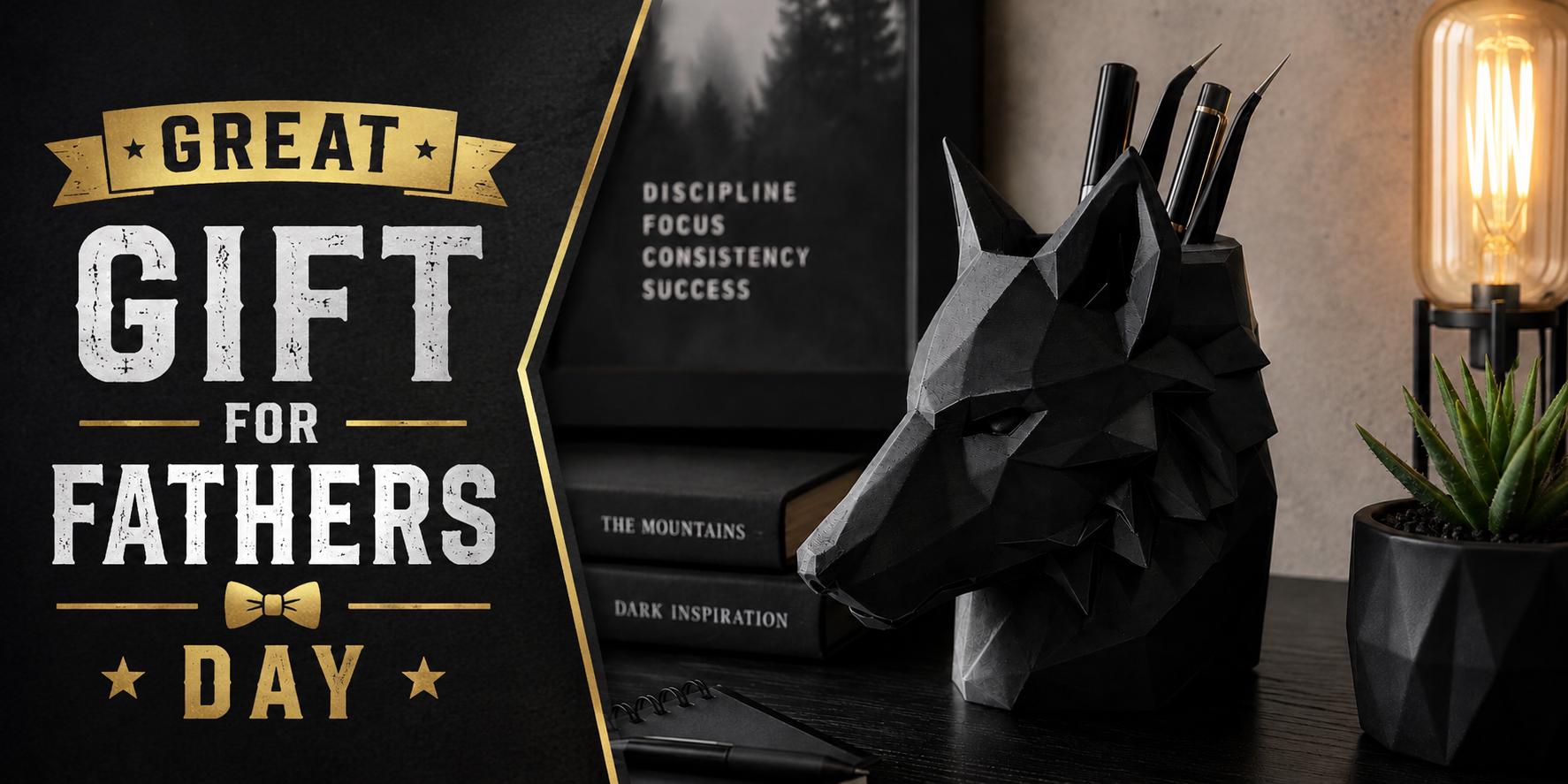 Dire Wolf Desk Organizer for Dad | Gothic Pen Holder | Fantasy Desk Decor | Office Organizer for Him | Father’s Day Gamer Gift