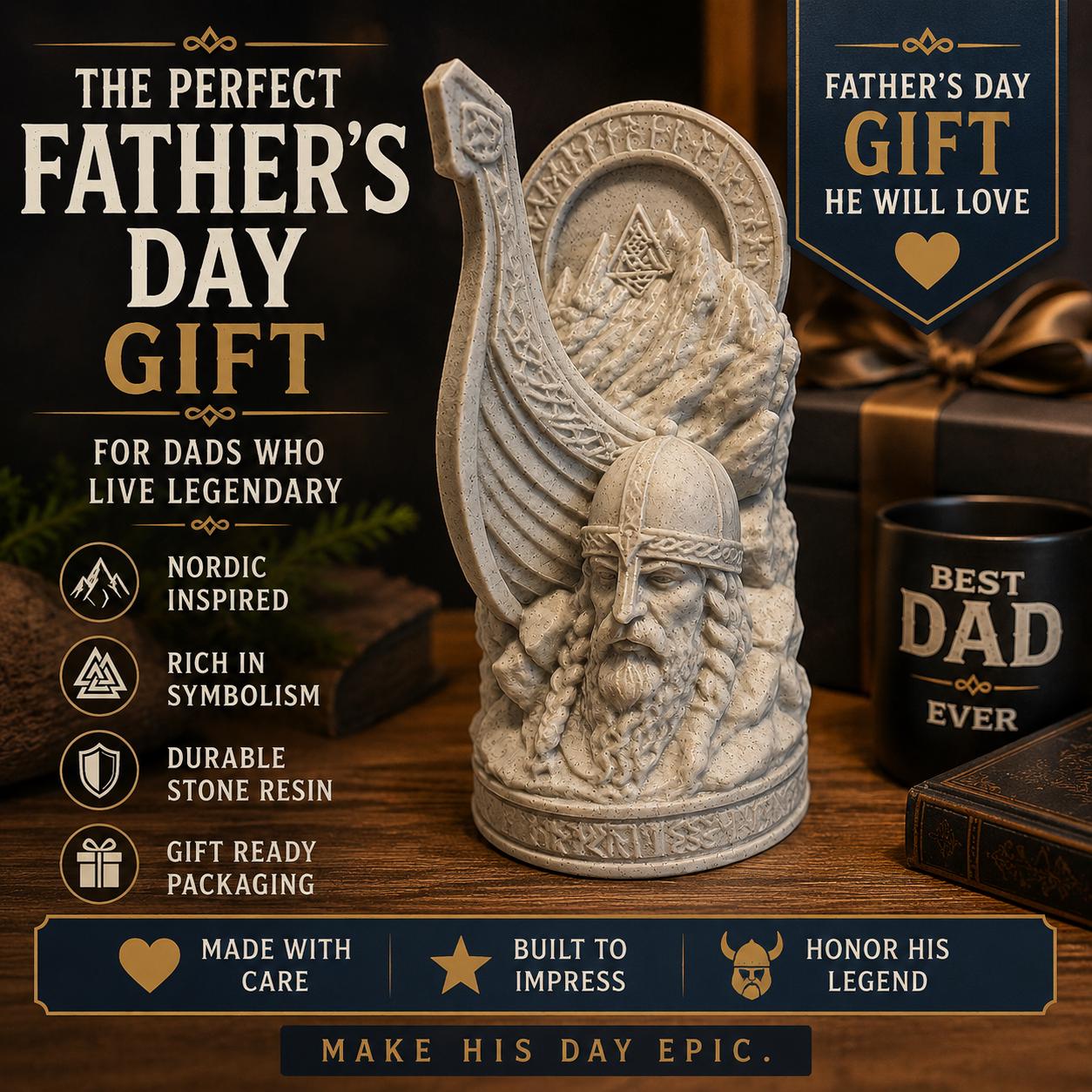 Viking Gift for Dad – Norse Warrior Statue – Father's Day Gift – Nordic Desk Decor – Viking Office Decor – Man Cave Gift