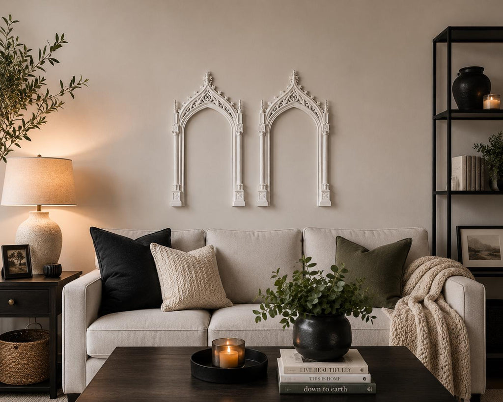 Large Gothic Cathedral Arch Wall Decor | Cathedral Window Frame | Gothic Home Decor | Statement Wall Centerpiece | Black or White Wall Art