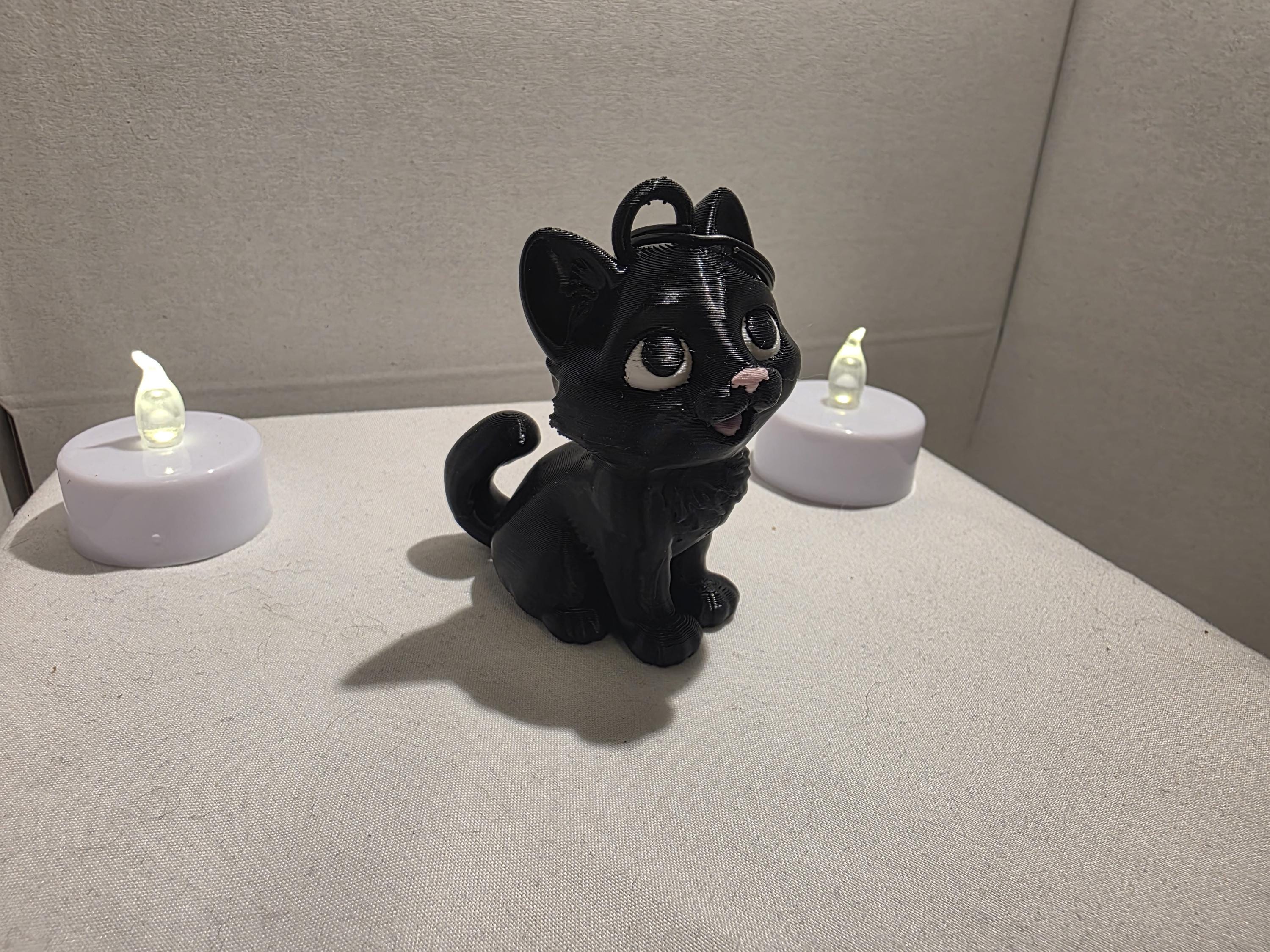 Black Cat Keychain – Cute Spooky Cat Charm for Keys, Bags & Backpacks | 3D Printed Gothic Accessory