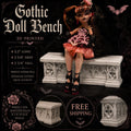 Gothic Doll Bench | White Stone PLA Miniature Furniture | Monster High Display Bench | Cool Gothic Dollhouse Decor | 1:6 Scale Accessory