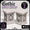 Gothic Gargoyle Pedestals Set of 2 | Doll Display Stands | Gothic Dollhouse Decor | Monster Doll Accessories | 1:6 Scale Props