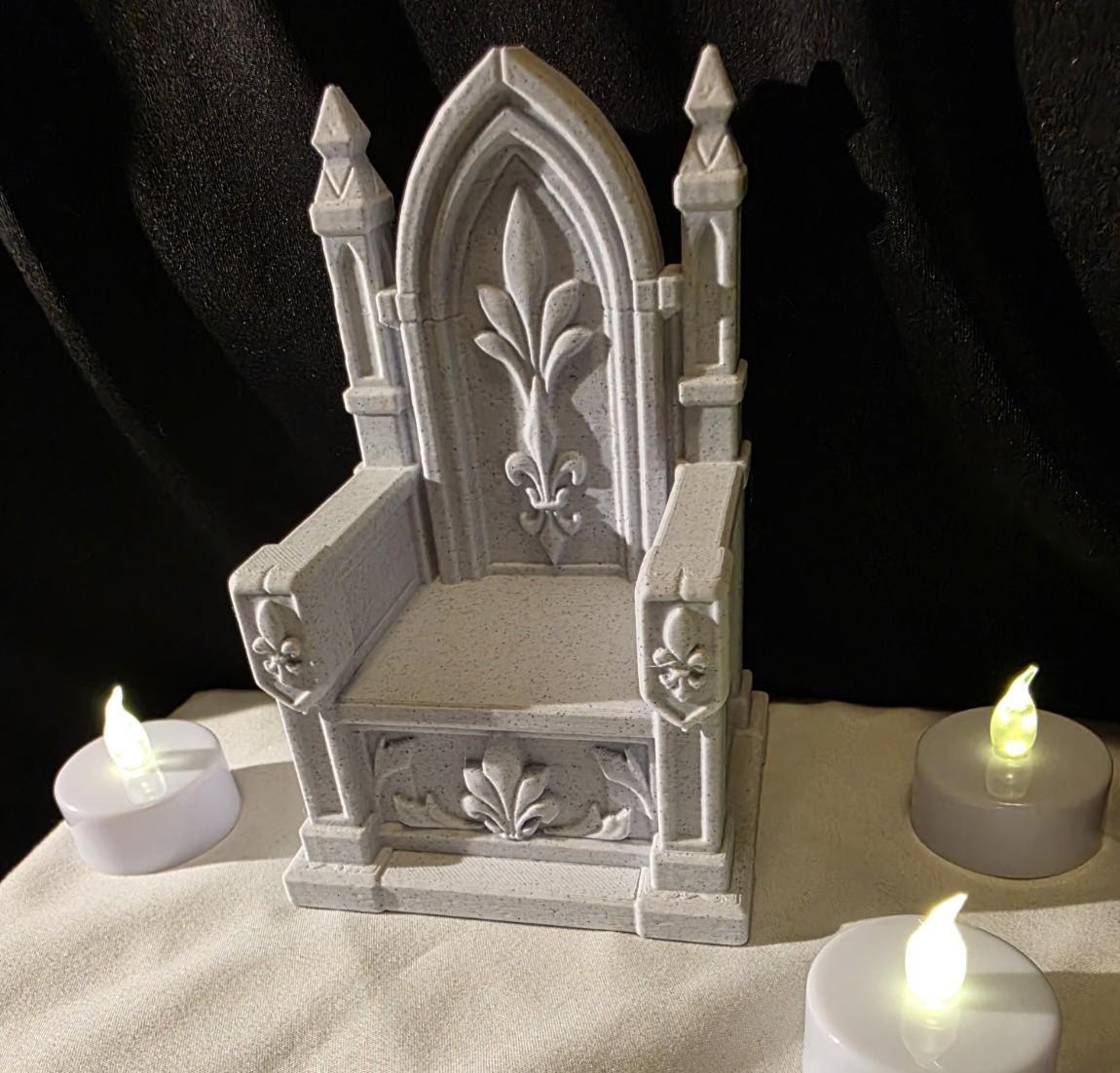 Gothic Action Figure Throne, Display Chair for Collectibles, Stone PLA Throne, Fantasy Figure Display, Geeky Cool Furniture Shelf Goth Decor