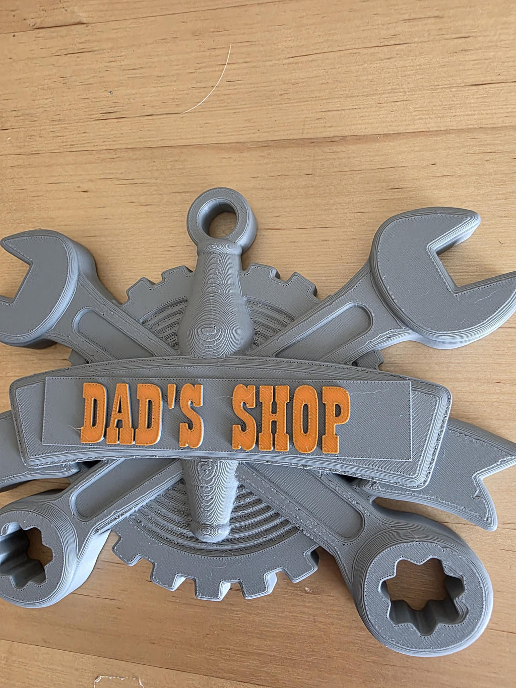 3D Printed Mechanic Wrench & Gear Sign - Dad’s Shop - Father’s Day Workshop Decor - Custom Mechanic Gift - Tool Wall Art for Dad - Gray and