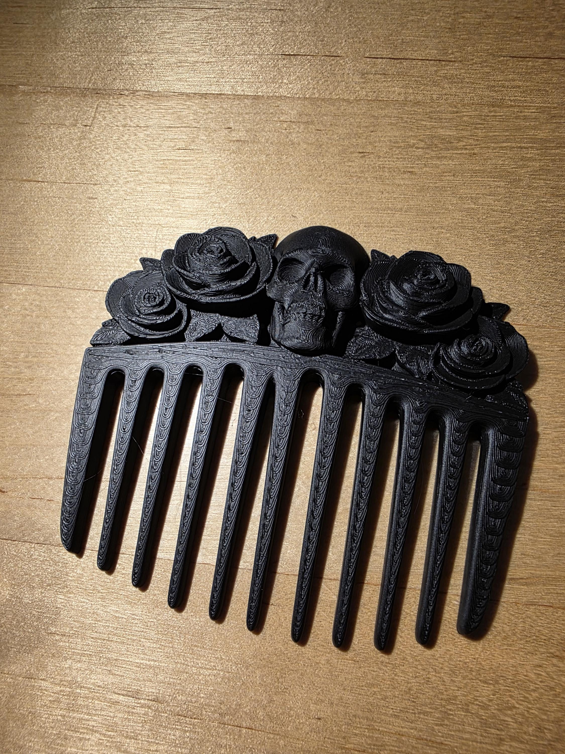Skull Rose Hair Comb, Gothic Hair Accessory, Dark Bridal Headpiece, Halloween Hair Piece With Bonus Matching Pick