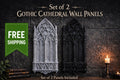 Gothic Cathedral Wall Panels – Set of 2, 12" Tall Matte Black Decor